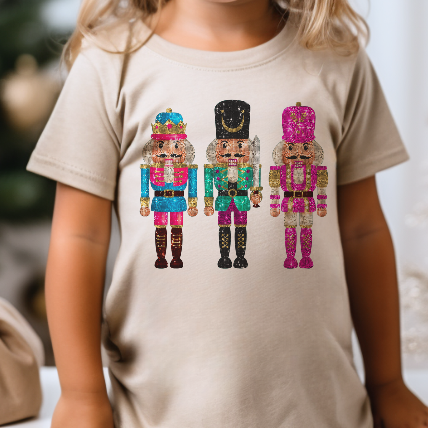 Kids Christmas Faux Glitter Nutcracker Tee