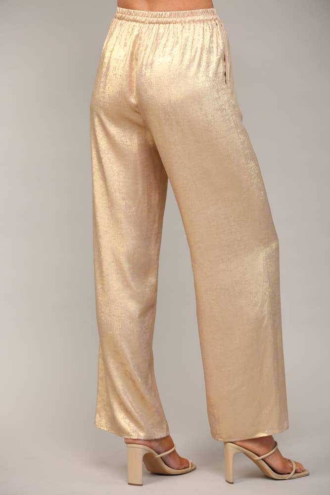 Gold Metallic Wide Leg Pant