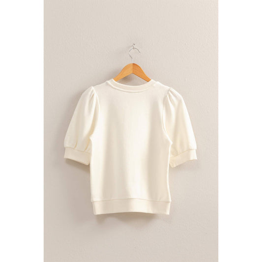 Puff Sleeve Round Neck Top