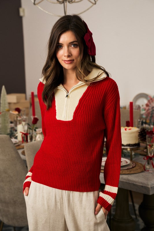 Half Zip Knit Sweater