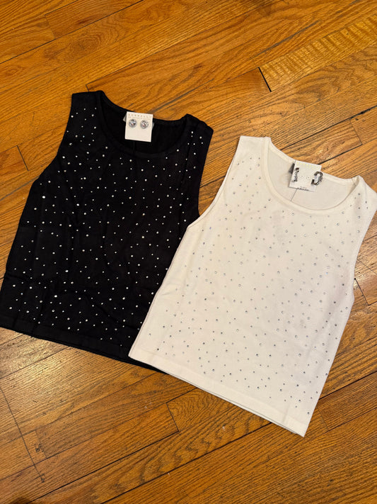 Rhinestone Studded Sleeveless Sweater