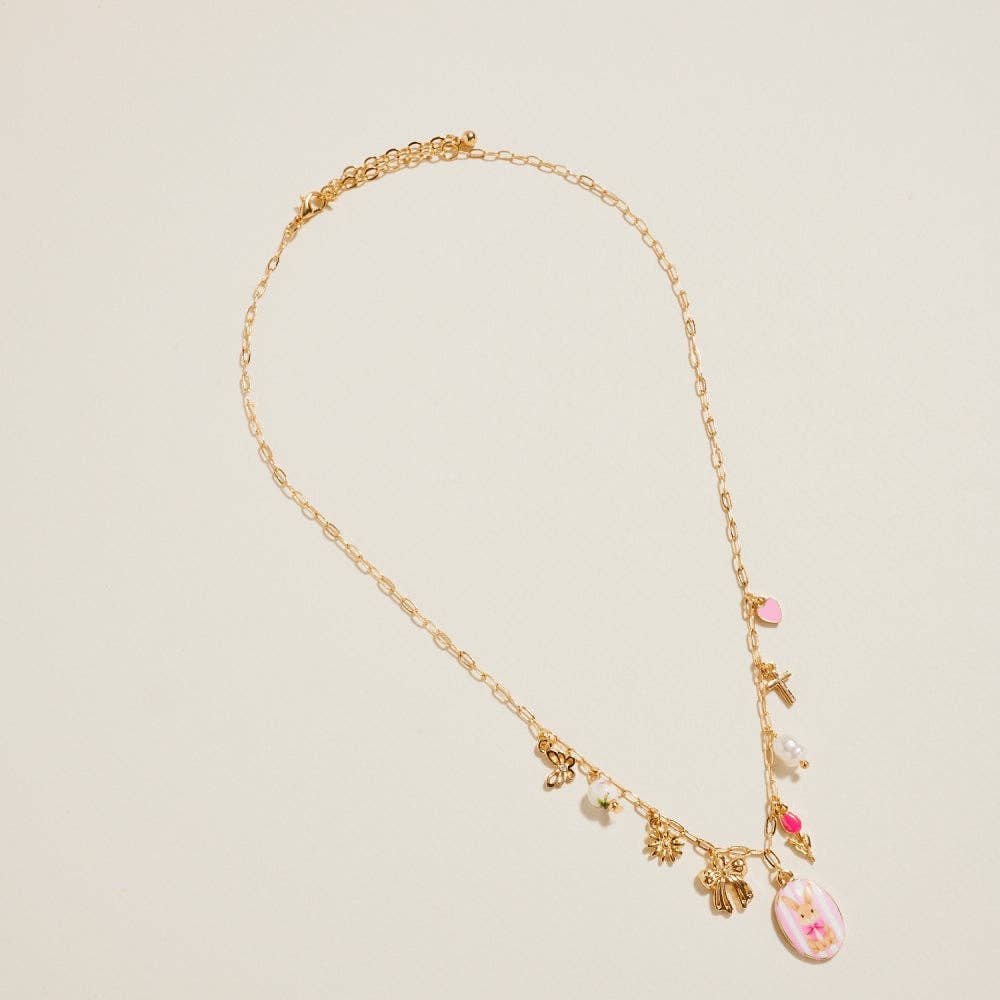 18 Inch Easter Bunny Enamel Charms Chain Necklace