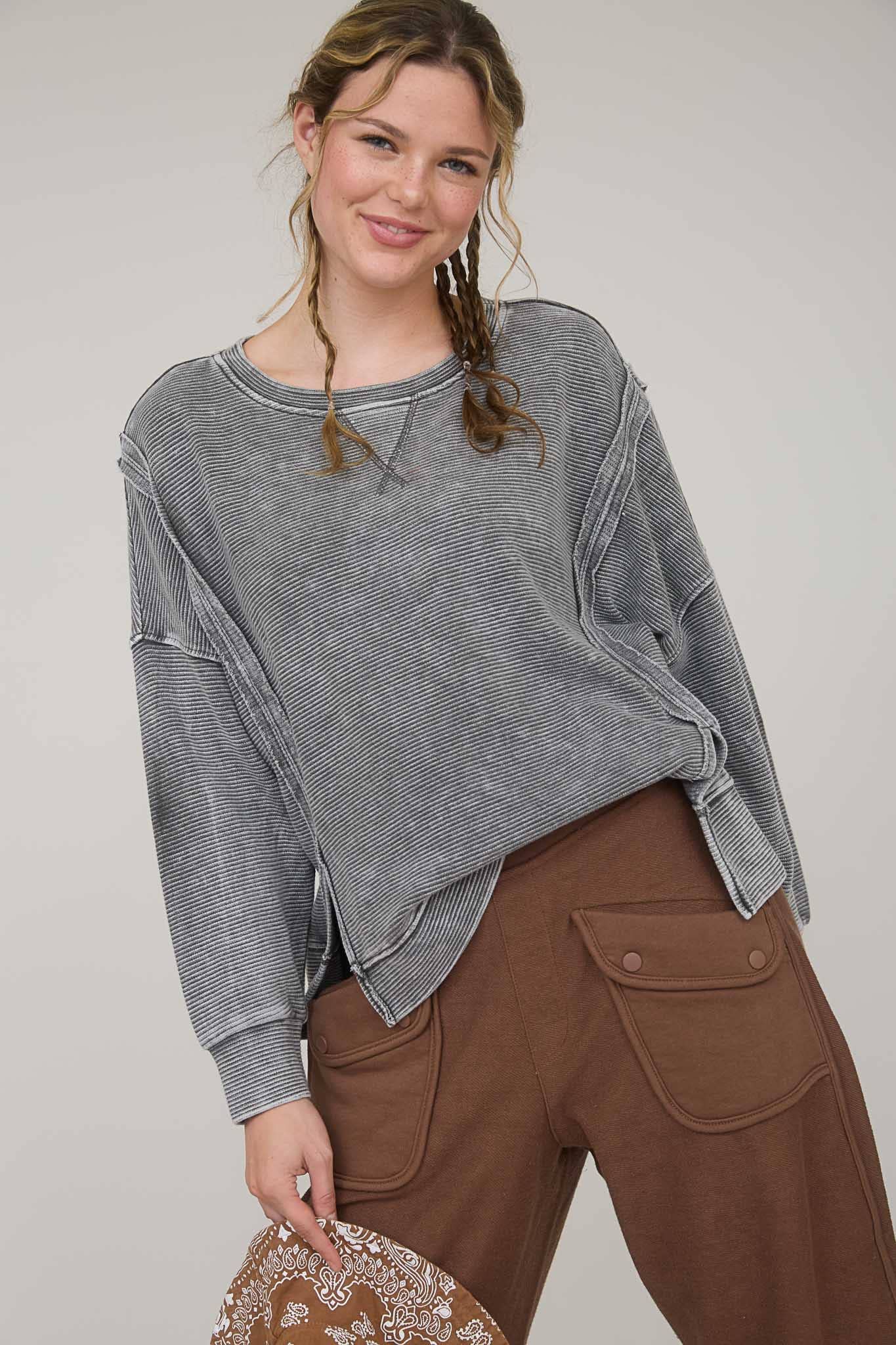 Washed Exposed Seam Top