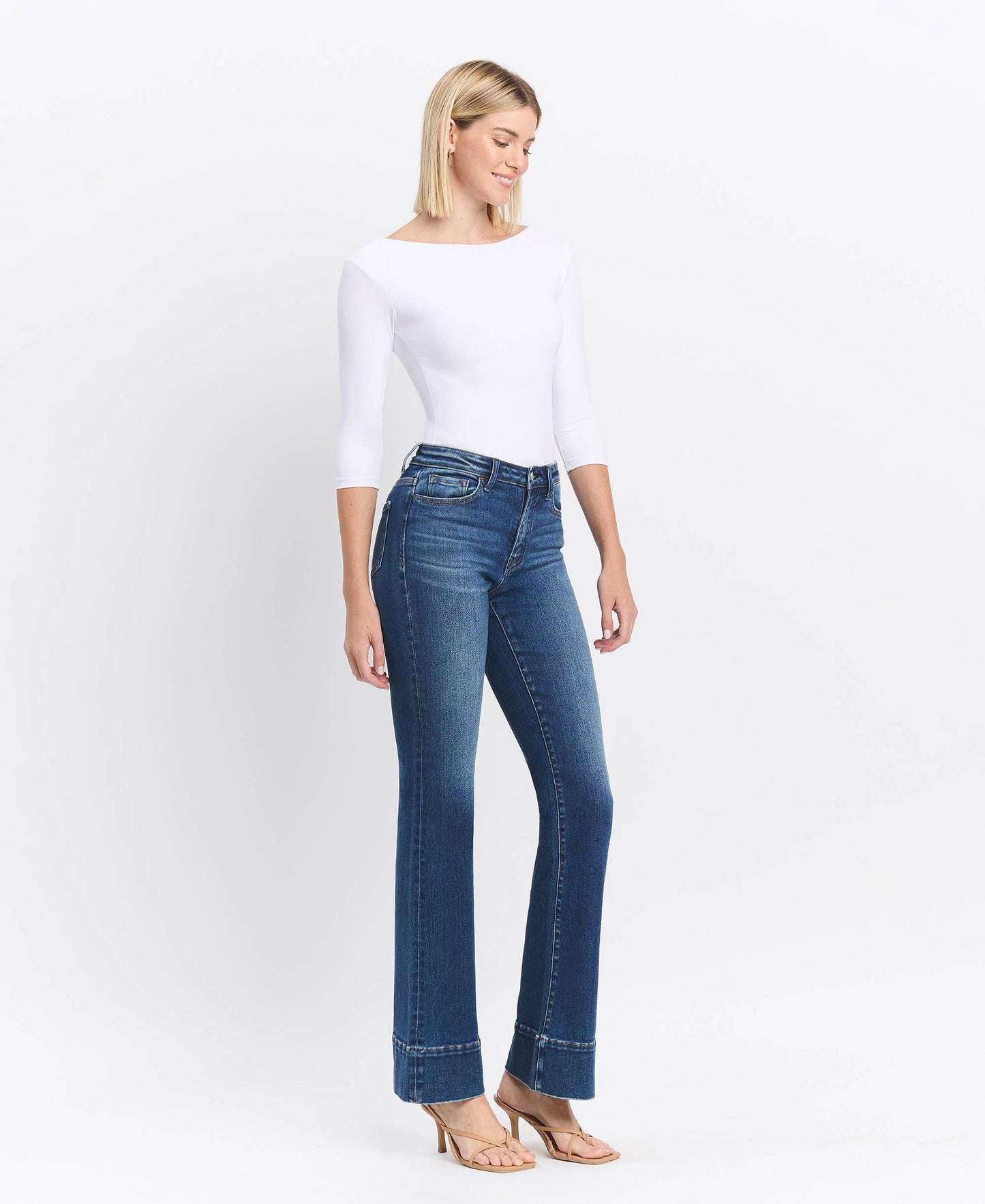High Rise Trouser Hem Bootcut Jean