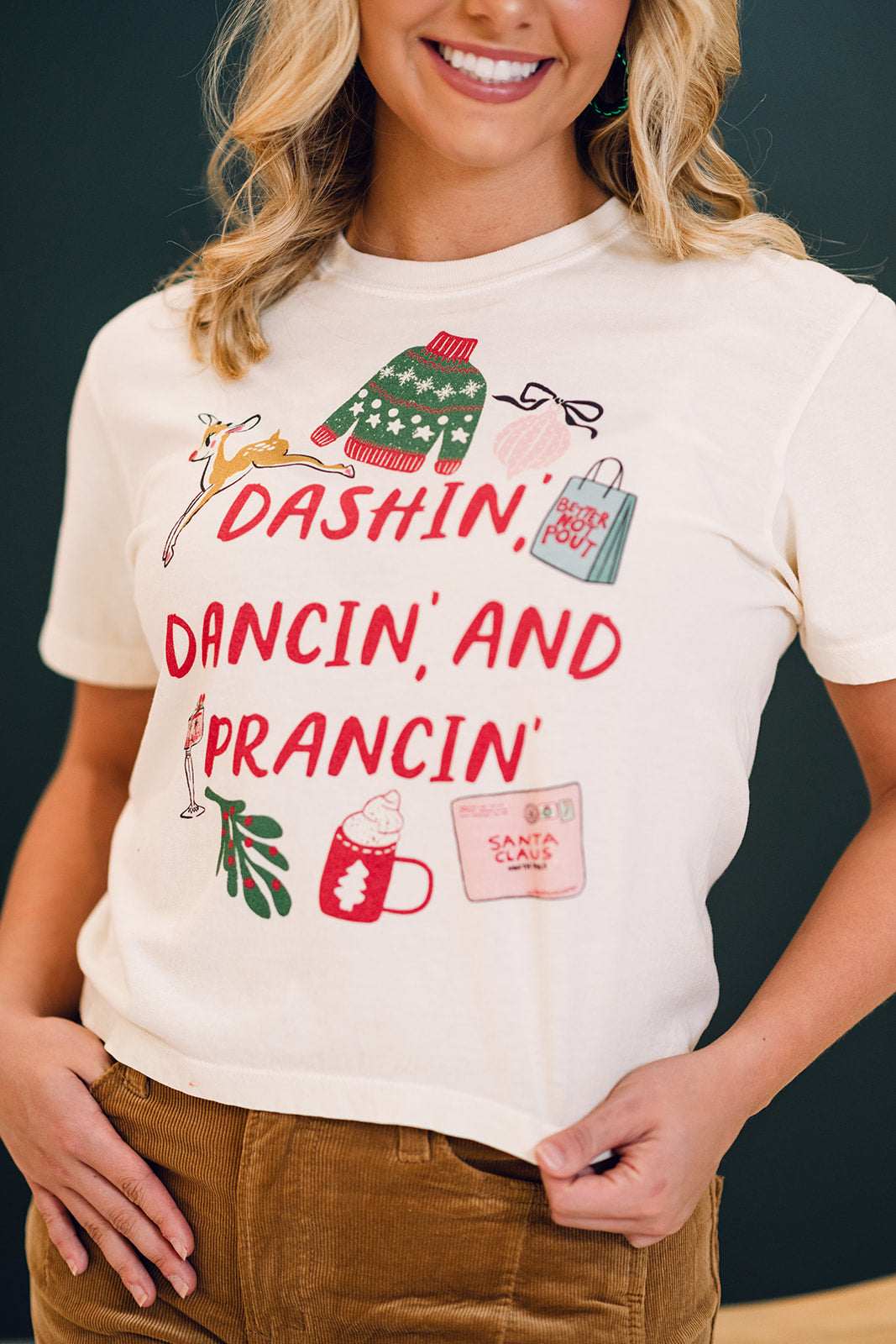Dashin, Dancin and Prancin Crop Tee