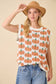 Pumpkin Print Sleevless Sweater Knit Top