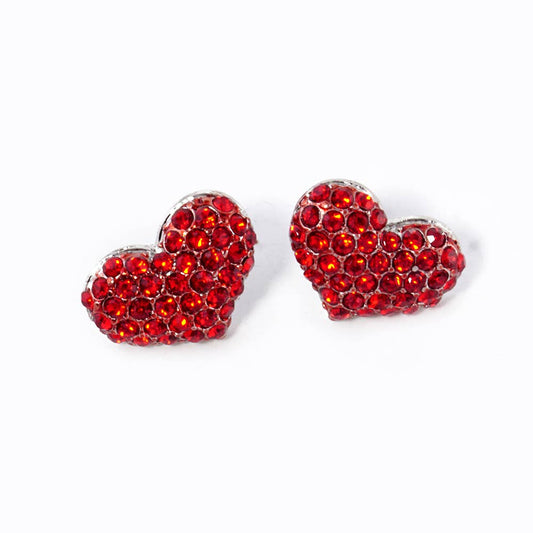 Crystal Pave Heart Stud Earrings