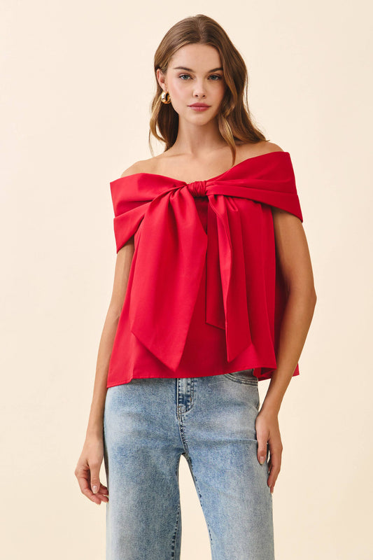 Bow Accented Off The Shoulder Top