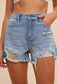 HIGH RISE DISTESS DENIM SHORTS