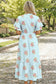 Floral Print V Neck Flutter Maxi Dress