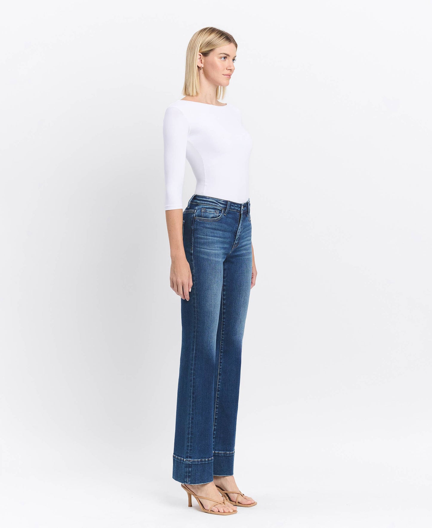 High Rise Trouser Hem Bootcut Jean
