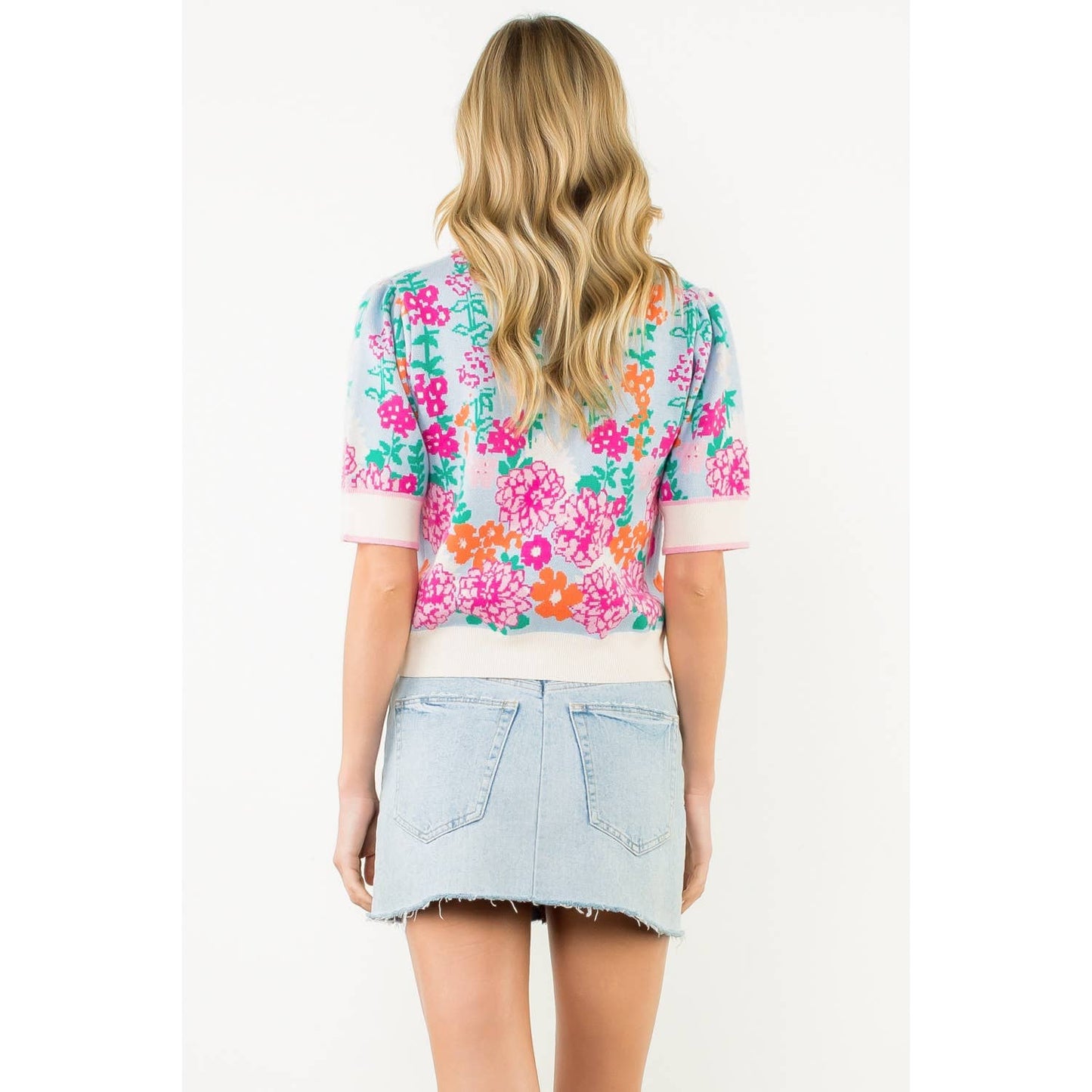 Short Sleeve Floral Knit Top