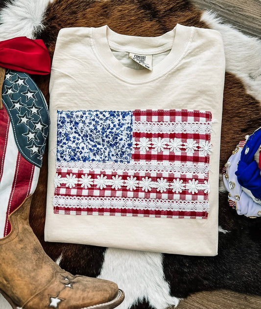 American Flag Daisy Tee