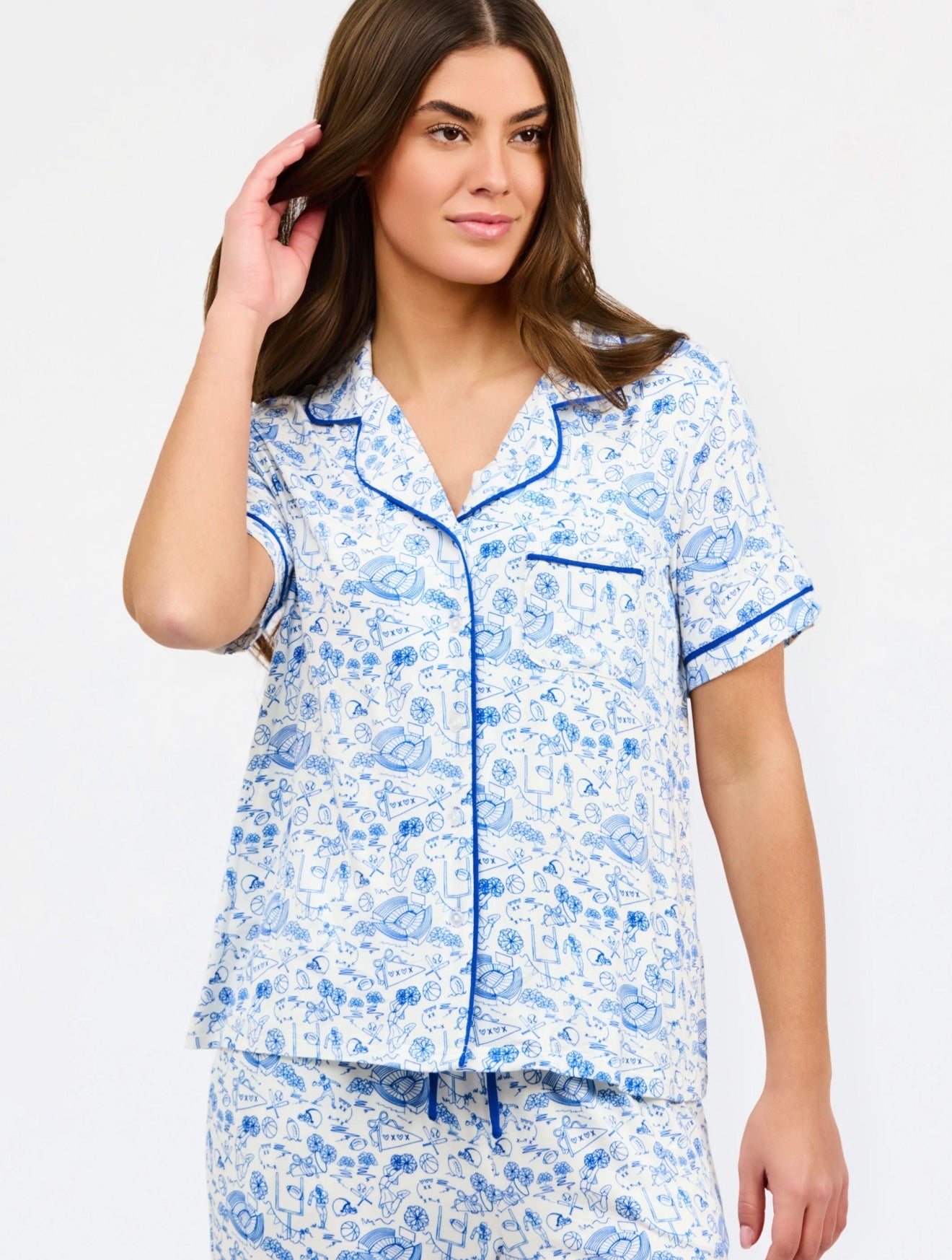 Team Toile-Blue and White PJ Set