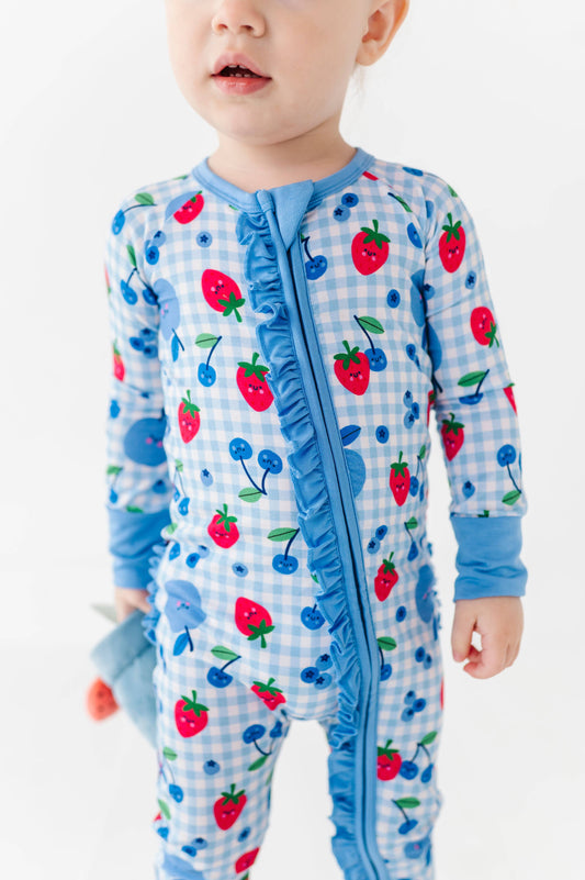 Berry Patriotic Convertible Footies with Ruffle