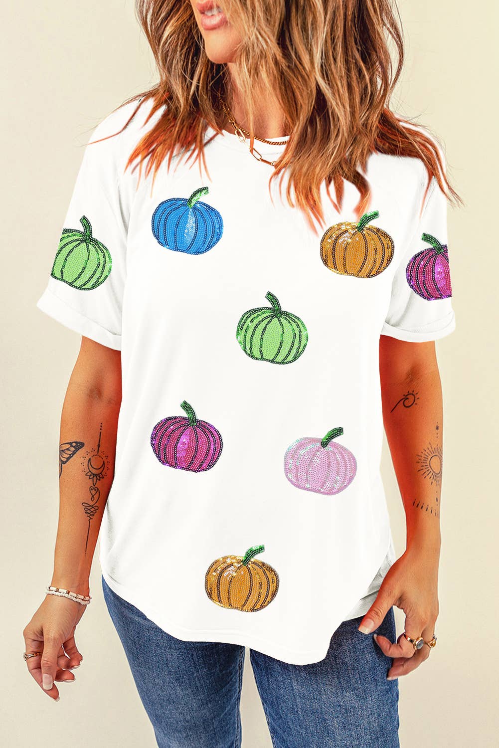 Pumpkin Sequin Tee