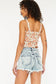 High Rise Fray Hem Denim Shorts