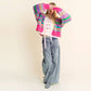 Chunky Knit Multi Striped Open Sweater Cardigan