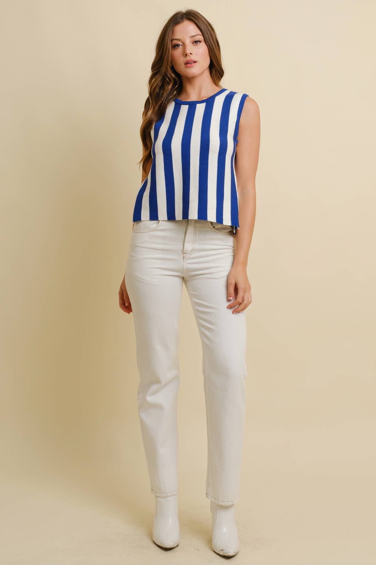 Stripe Tie Back Sweater Vest