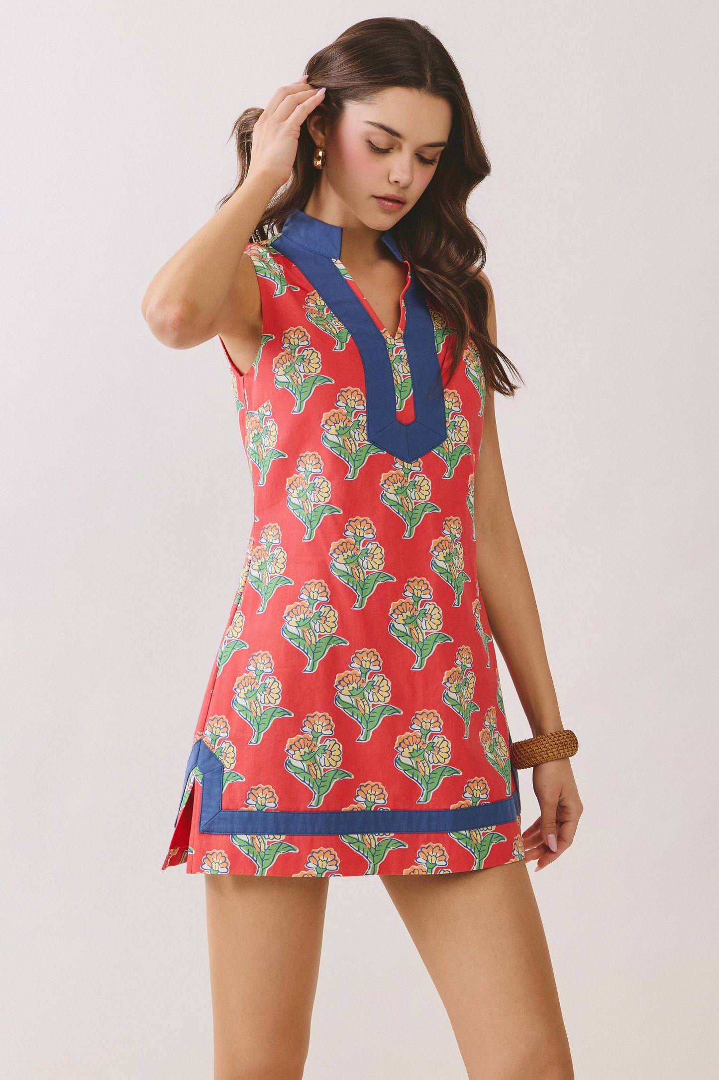 Floral Print Side Slit Dress