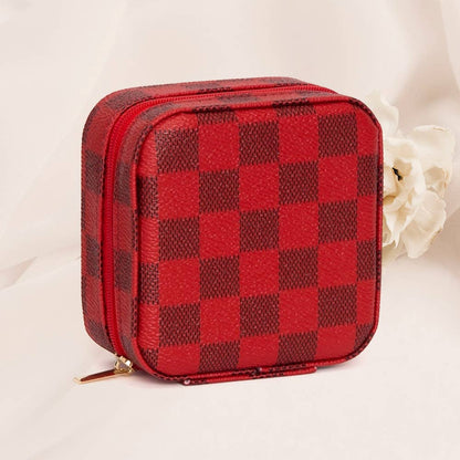 Checkered Pattern Square Jewelry Box