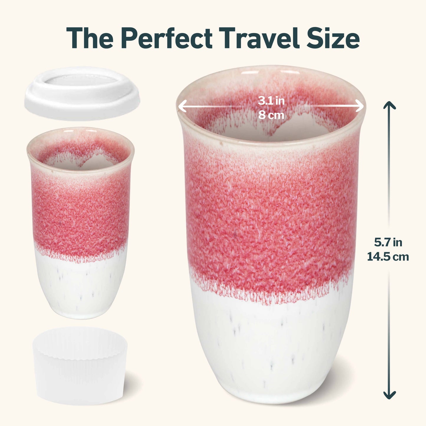 Coral Pink 16oz Ceramic Mug – (Includes Lid & Band)