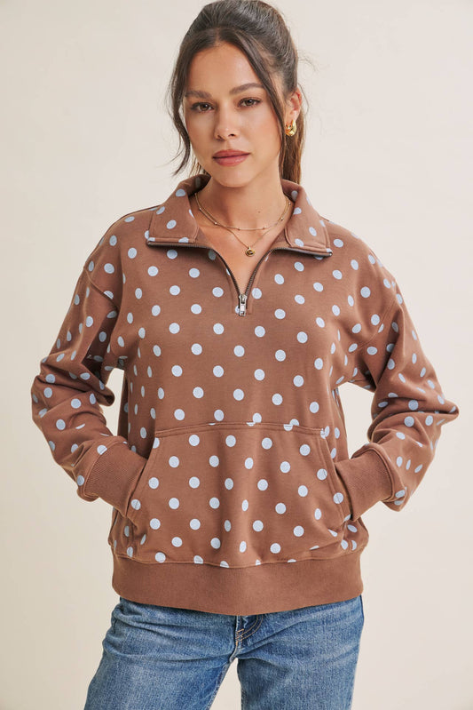 Playful Polka Dot Half-Zip