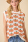 Pumpkin Print Sleevless Sweater Knit Top