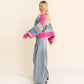 Chunky Knit Multi Striped Open Sweater Cardigan