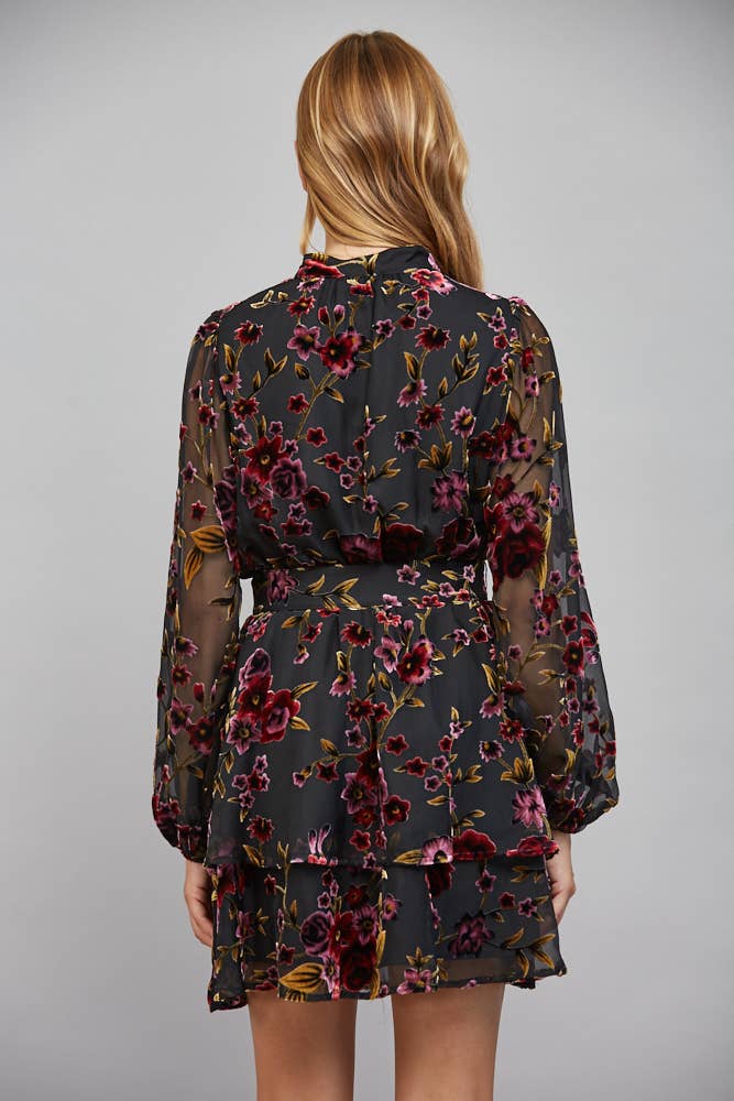 Floral Burnout Button Front Dress