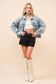 Distressed Jewel Embellish Stone Denim Jacket