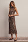 Leopard Print Power Mesh Midi Dress