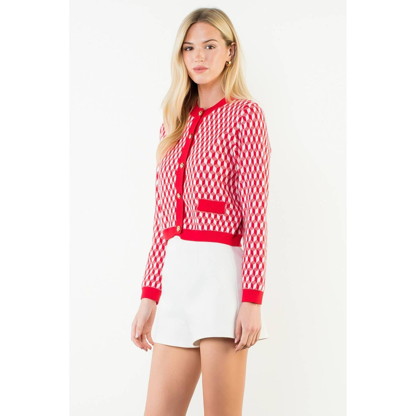 Long Sleeve Geometric Print Cardigan