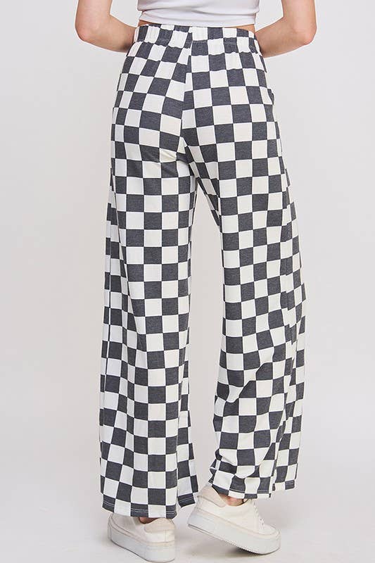High Waist Checkered Pants