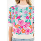 Short Sleeve Floral Knit Top
