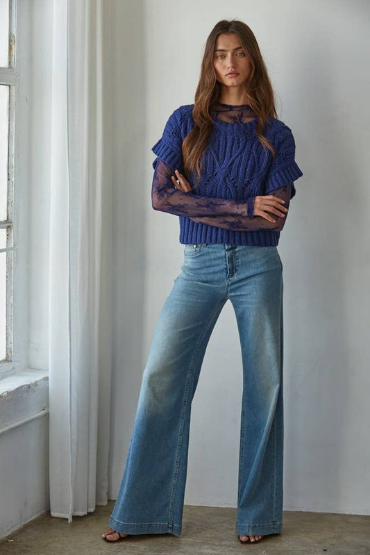 Knit Sweater Crochet Top