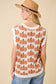 Pumpkin Print Sleevless Sweater Knit Top