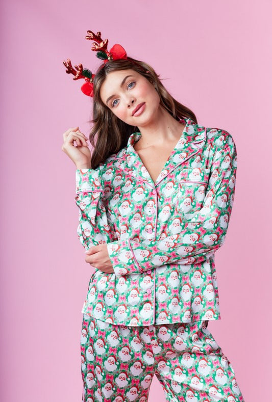 Santa Claus Printed PJ Set