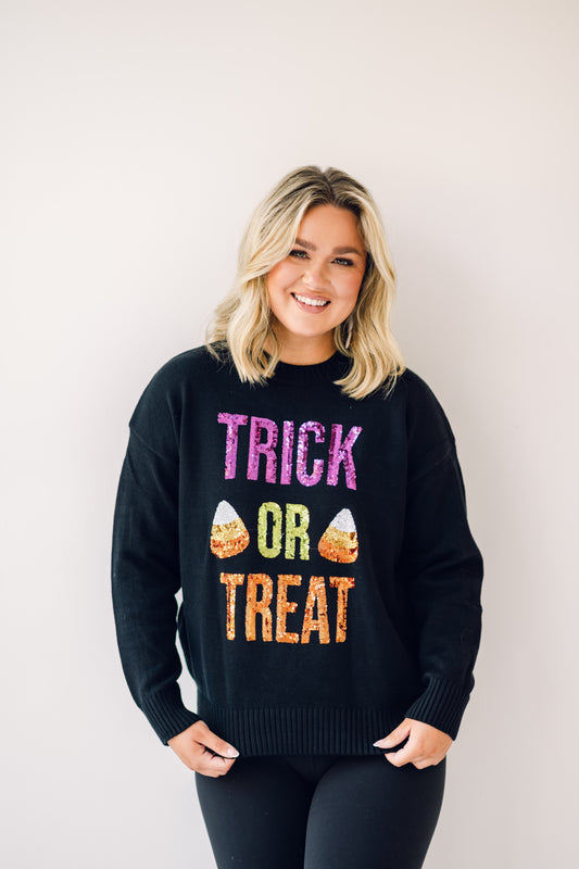 Halloween Trick Or Treat Sequin Sweater