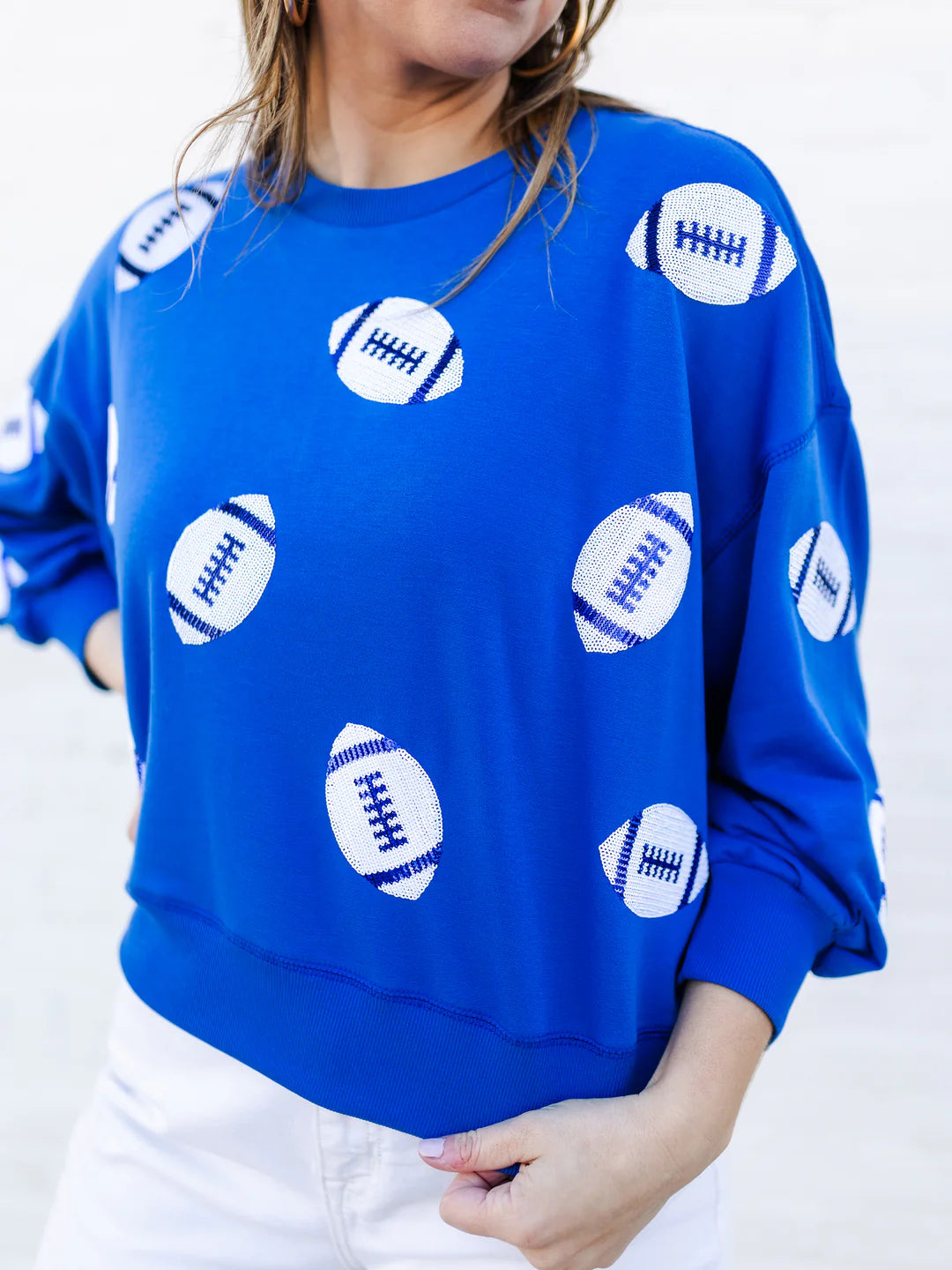 Blue and White Football Sweatshirt