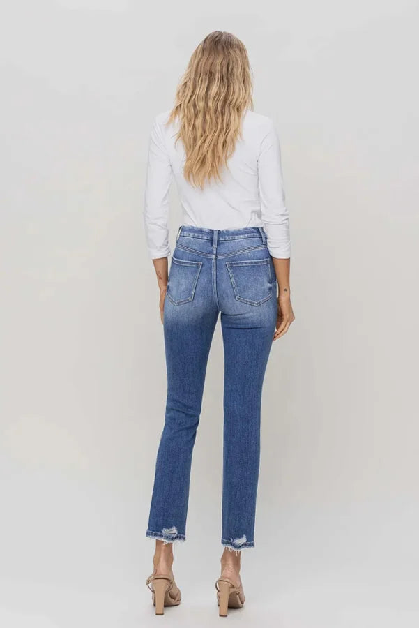 HIGH RISE SLIM STRAIGHT JEANS