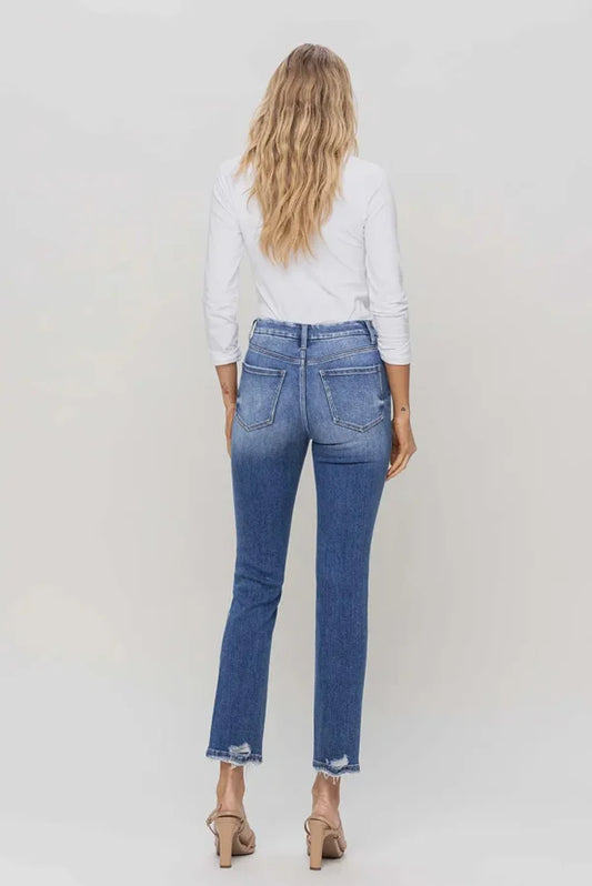 HIGH RISE SLIM STRAIGHT JEANS