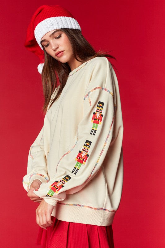 Nutcracker Sleeve Rainbow Stitch Top