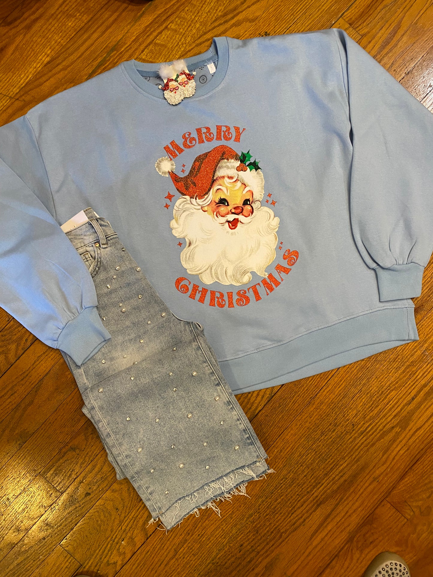 Glitter Santa Pullover