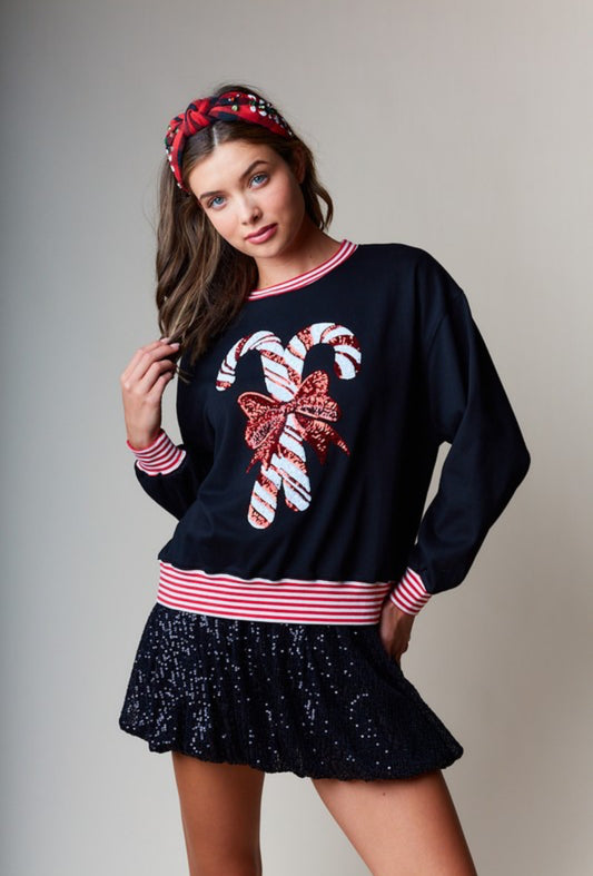 Candy Cane Sequin Sweatshirt