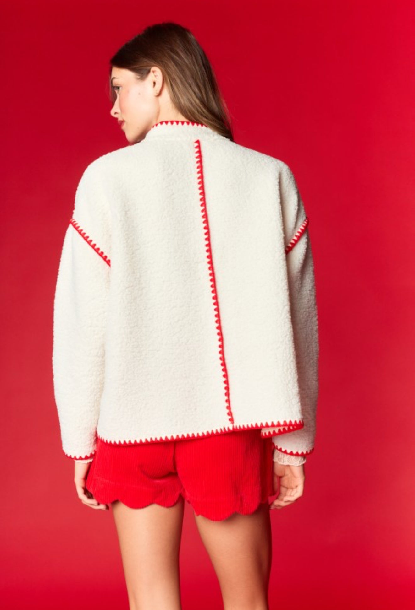 Blanket Stitch Sherpa Jacket