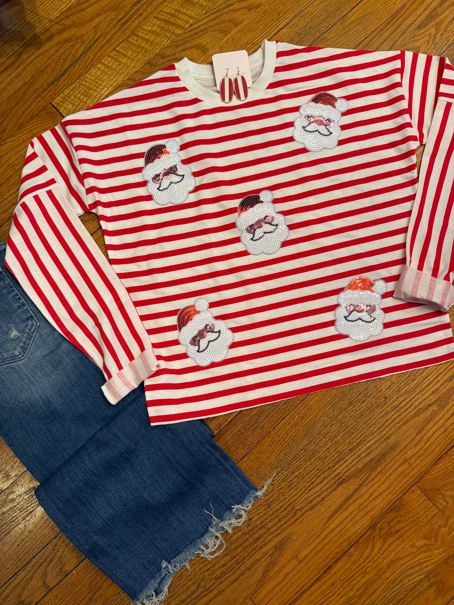 Santa Christmas Sequin Top