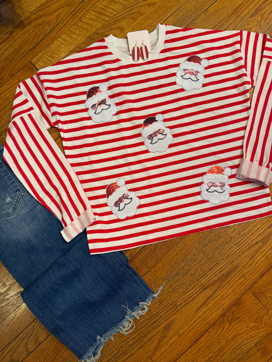Santa Christmas Sequin Top