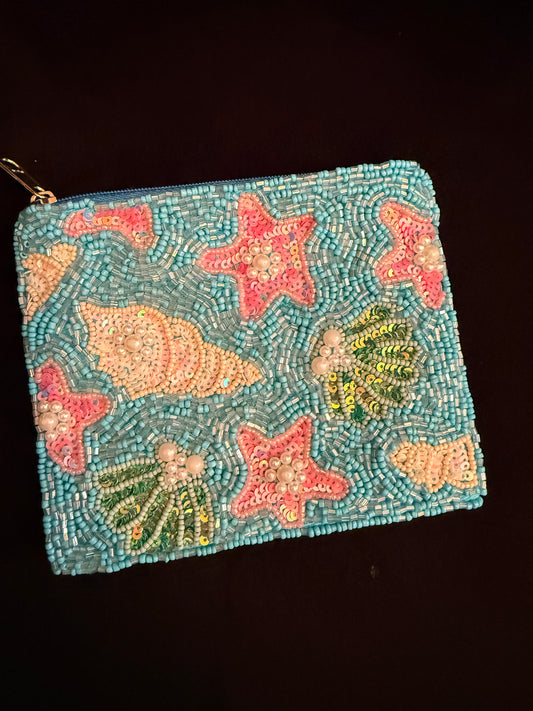 Sea Beaded Coin Purse