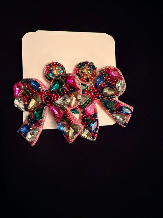 Multicolor Bow Beaded Earring